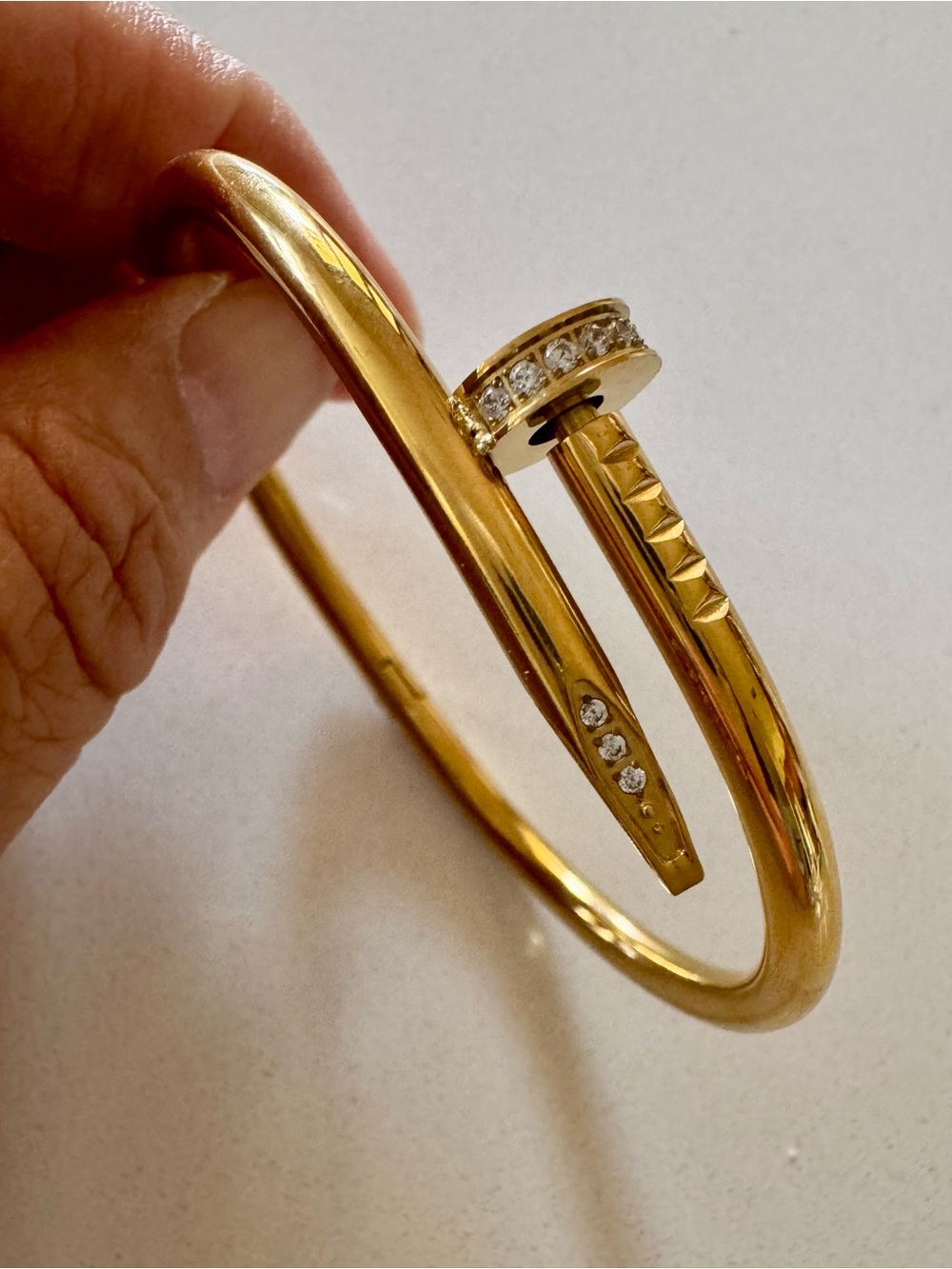 Gold-Tone Nail Wrap Bracelet with Crystal Accents